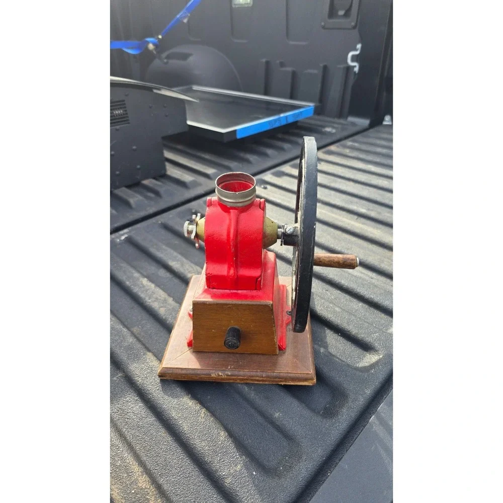 Vintage Maple Mounted Elma  Big Wheel Coffee Mill Grinder w/Cast Iron Wheel Work